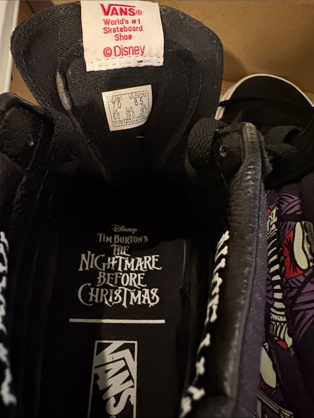 Vans Black & Purple High-Top Skate Sneakers with Halloween Graphic - Picture 6 of 6